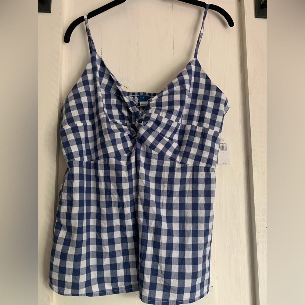 NWT Old Navy Blue Gingham Cami Sz L